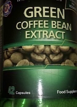 Bottle of green coffee bean extract herbal supplements / alternative medicine